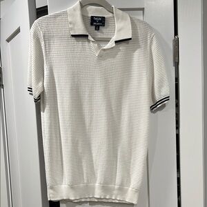 Todd Snyder x Foot Joy Mesh White Polo Shirt with Navy Accents